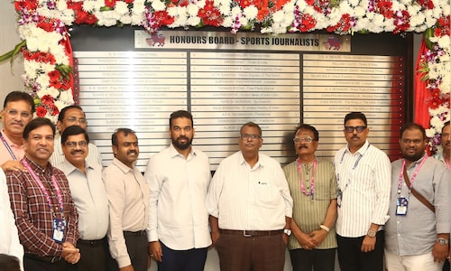 Mca president c ajinkya naik along with officials during the inauguration of the honours board of mu.jpeg